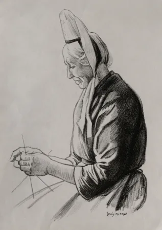 Литография Moreau - PAYSANNE BRETONNE / BRITTANY FARMER - France 1908