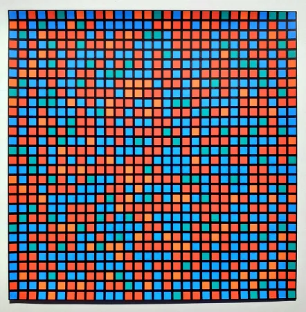 Сериграфия Morellet - Chartres bleu rouge