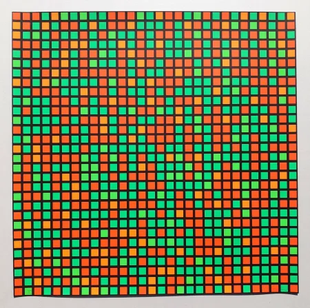 Сериграфия Morellet - Chartres vert orange