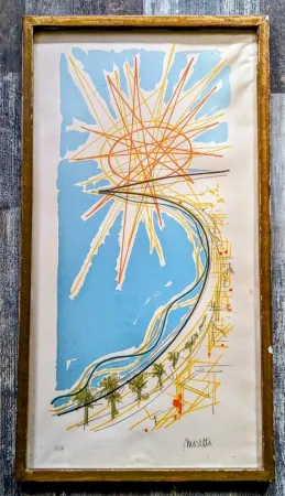 Литография Moretti - Raymond Moretti - Hand-signed Original Lithograph, Cannes, '60s