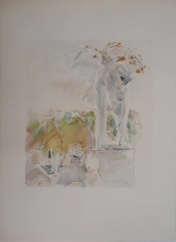Литография Morisot - Sculptures au Au Jardin des Tuileries