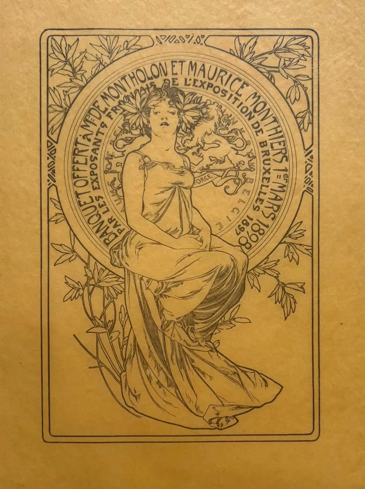 Литография Mucha - Banquet offert à Mr De Montholon et Maurice Monthiers, 1er mars 1898