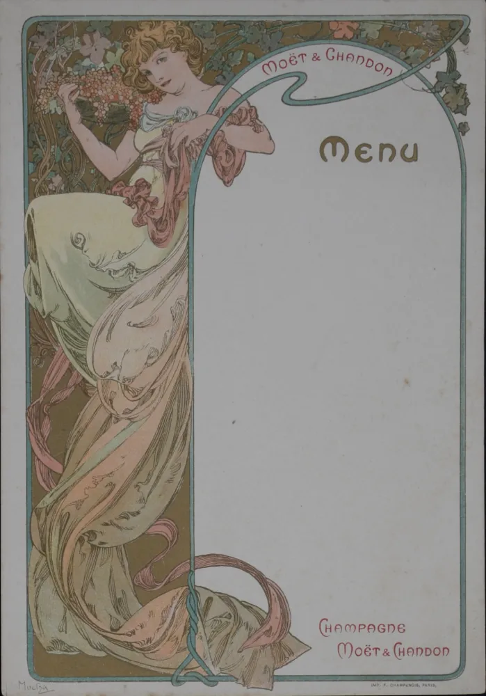 Литография Mucha - Champagne Moët & Chandon Menu, 1899