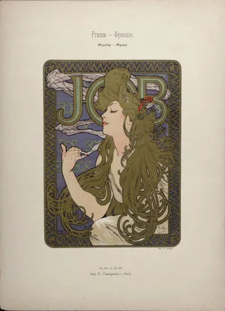Литография Mucha - Job, 1897 - Scarce original lithograph with gold ink!