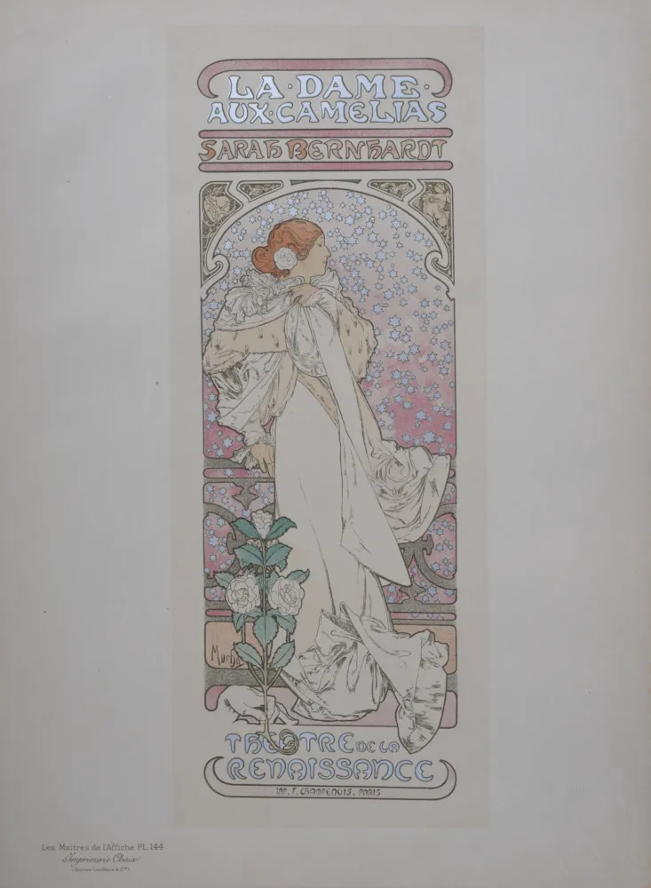Литография Mucha - La Dame aux Camélias (Sarah Bernhardt) - Les Maîtres de l'Affiche, 1898