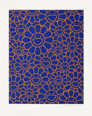 Многоэкземплярное Произведение Murakami - August Joy Silkscreen (Orange Blue Flowers)