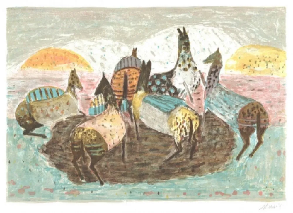 Литография Music - Spielende pferde