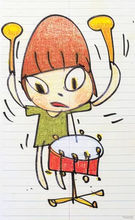 Литография Nara - Yoshitomo Nara (1959) - Banging the Drum - lithograph on paper - 2020