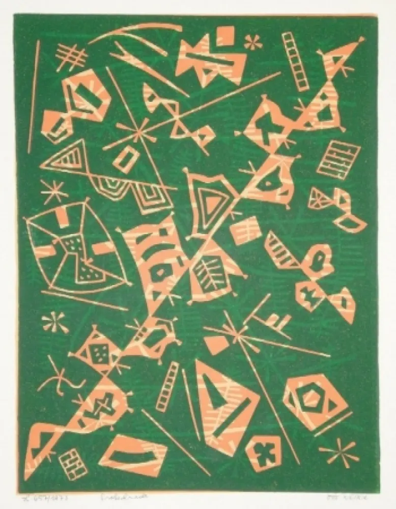 Линогравюра Nebel - Farbiger Linolschnitt (Werknummer 657/1973)