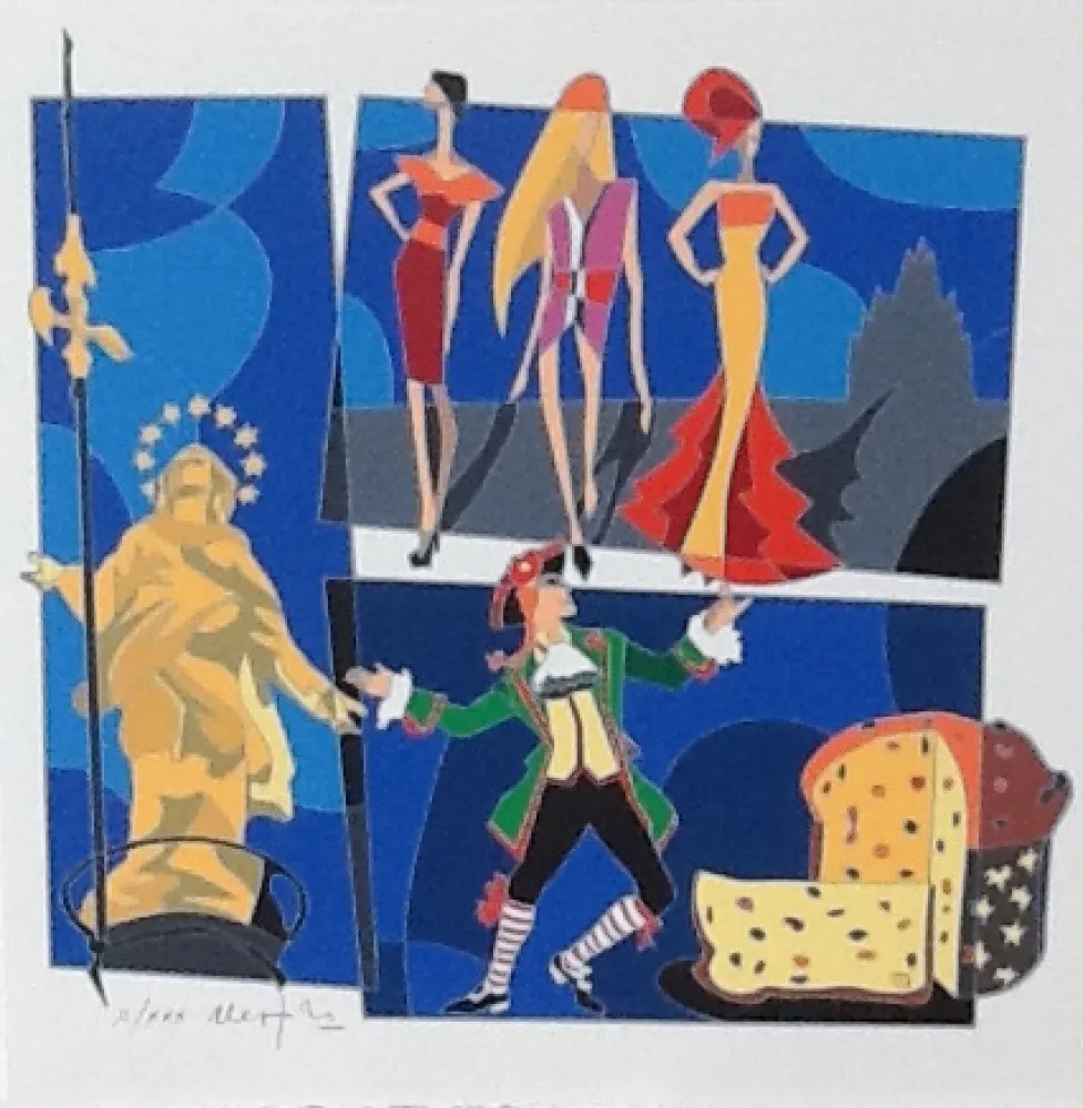 Сериграфия Nespolo - Serigrafia tratta dalla cartella Milan l'è un gran Milan