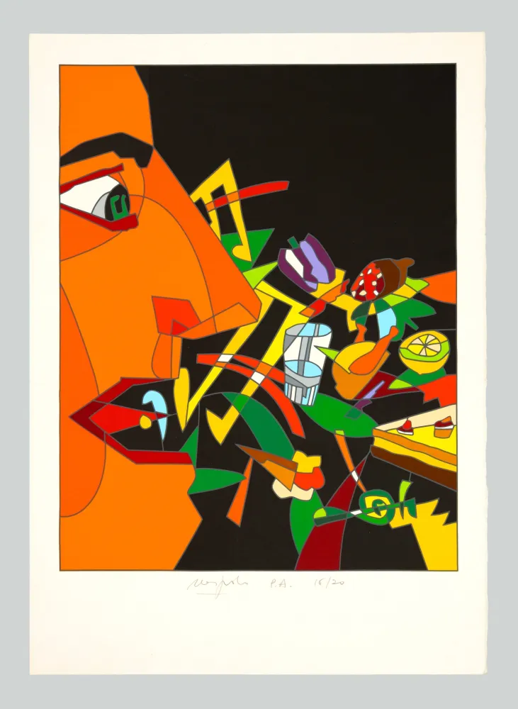 Сериграфия Nespolo - Soggetto in rosso