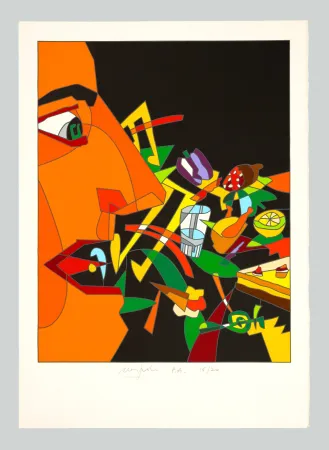 Сериграфия Nespolo - Soggetto in rosso