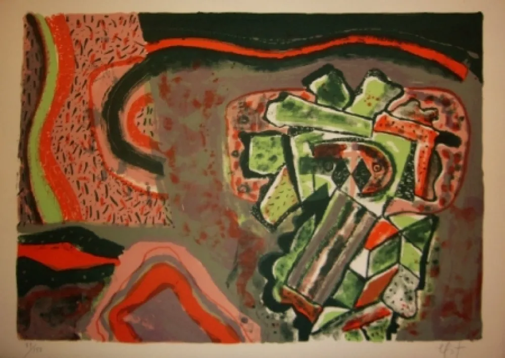 Литография Nieto - Tête verte 