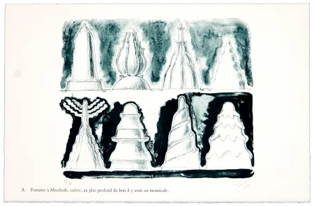 Литография Nørgaard - A. Fontaine à Meschede, cuivre, au plus profond du bois il y avait un monticule