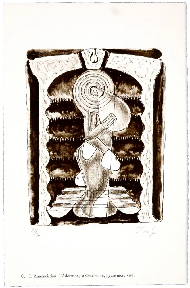 Литография Nørgaard - C. L'Annonciation, l'Adoration, la Crucifixion, figure mort-vive