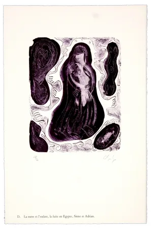 Литография Nørgaard - D. La mère et l'enfant, la fuite en Egypte, Sinne et Adrian
