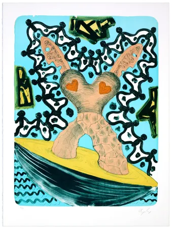 Литография Nørgaard - Deux coeurs réunis