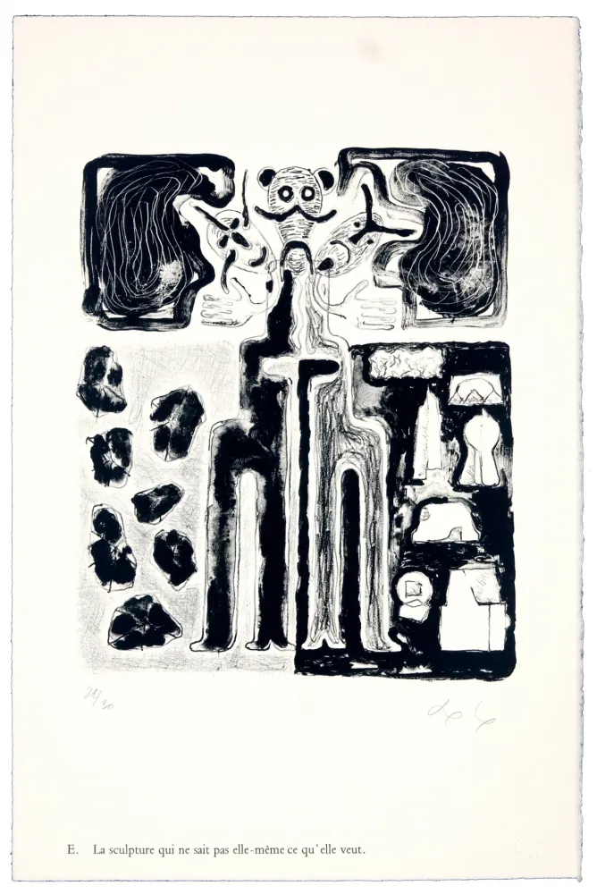 Литография Nørgaard - E. La sculpture qui ne sait pas elle-même ce qu'elle veut