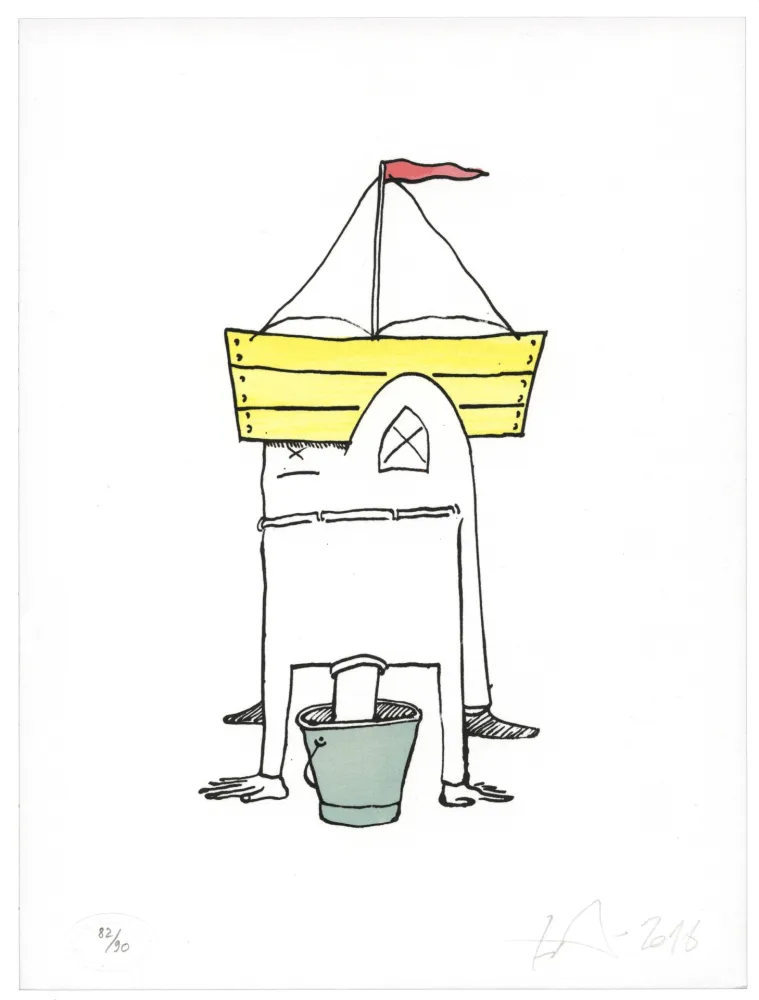 Литография Nørgard - Tête dans le sceau