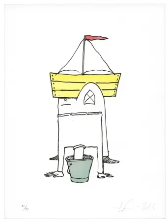 Литография Nørgard - Tête dans le sceau