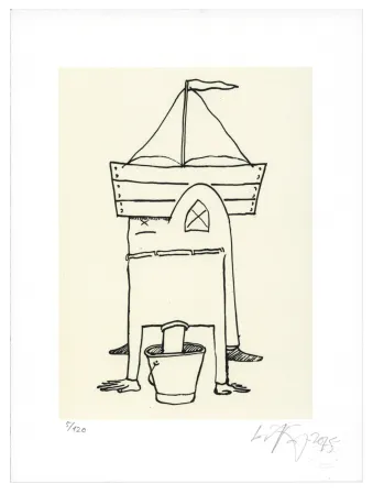 Литография Nørgard - Tête dans le sceau