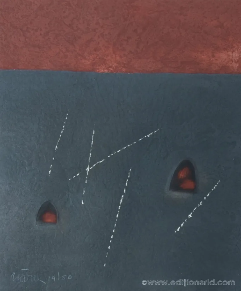 Гравюра Nóvoa - CARRÉ NOIR & ROUGE 