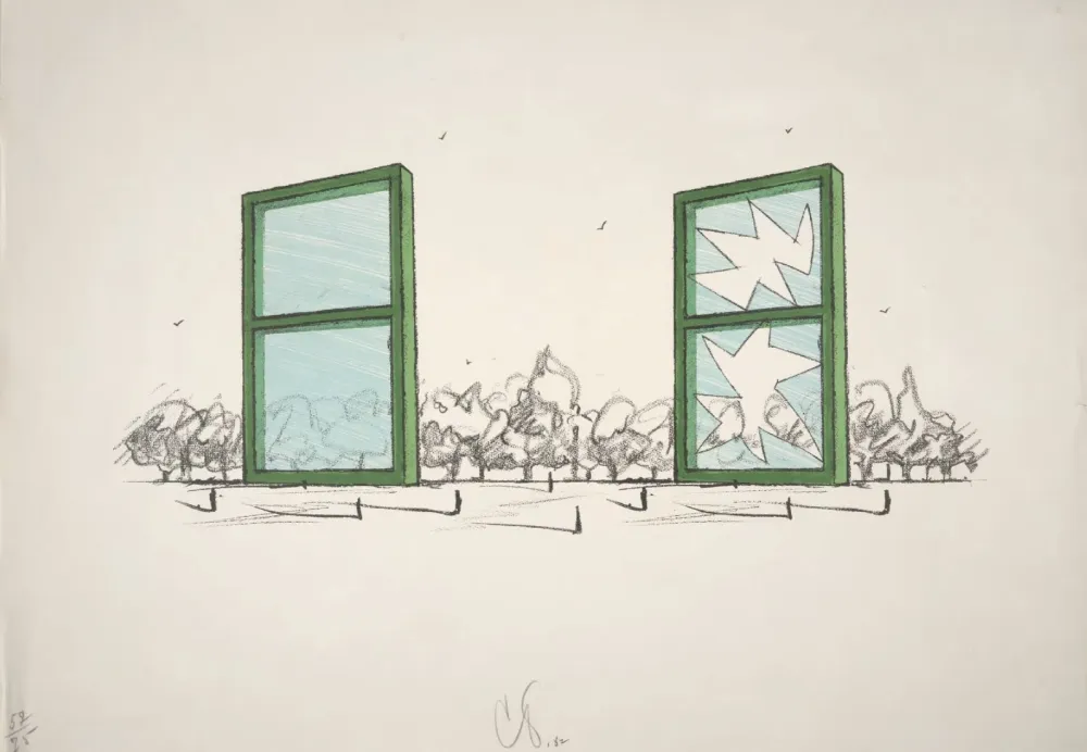 Литография Oldenburg - Proposal For A Civic Monument In The Form Of Two Windows