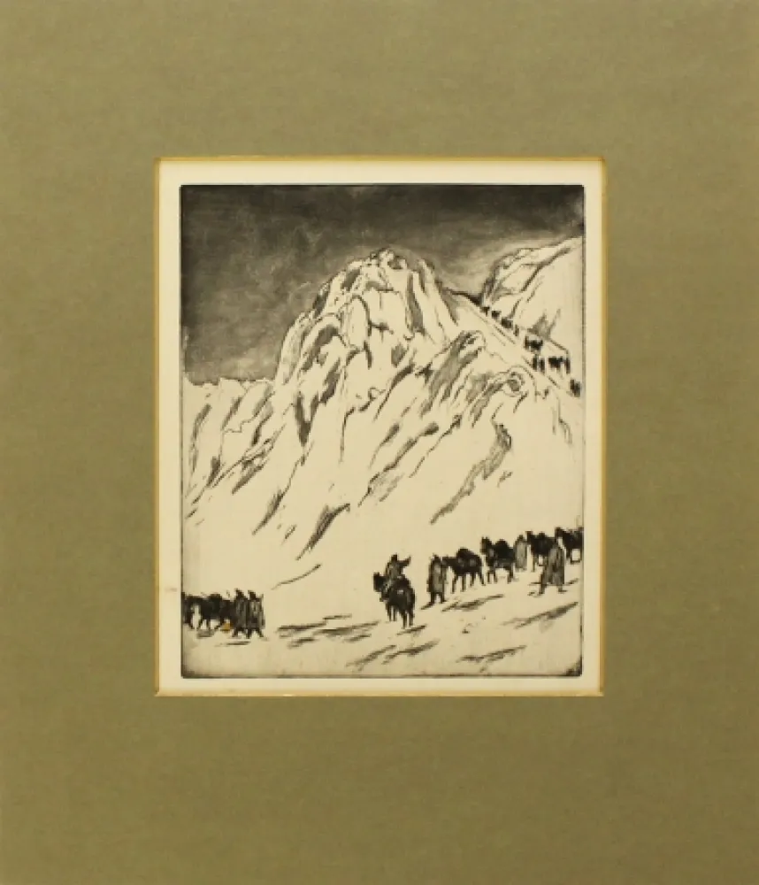 Офорт И Аквитанта Orlik - Austrian Munitions Column on Serbian Border