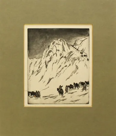 Офорт И Аквитанта Orlik - Austrian Munitions Column on Serbian Border