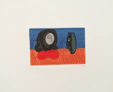 Офорт Ortega - Figura con cavallo