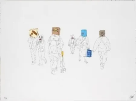 Литография Partegas - Shopping Heads