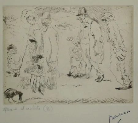 Гравюра Сухой Иглой Pascin - Dans la rue