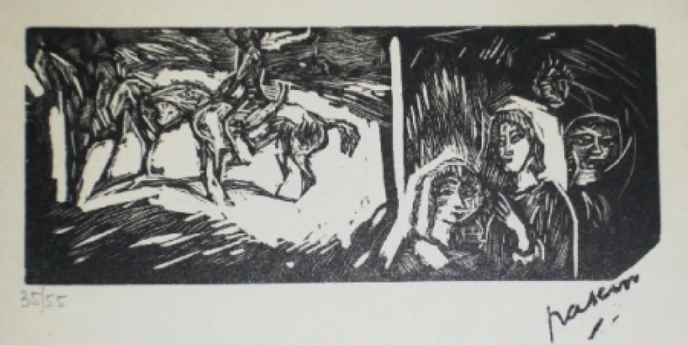 Гравюра На Дереве Pascin - Filles et cavaliers