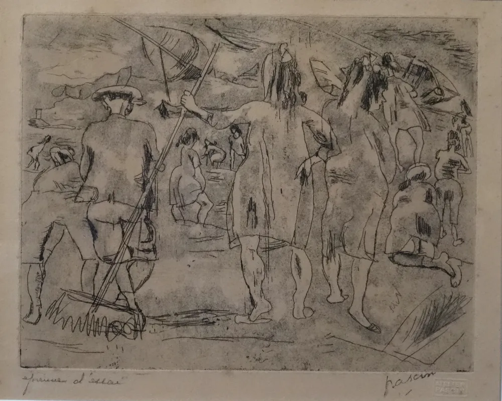 Гравюра Pascin - La plage