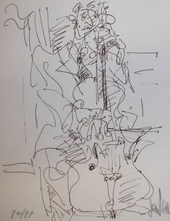 Литография Paul  - LE VILONCELLISTE / THE VIOLONCELLIST - Lithographie Originale / Original Lithography