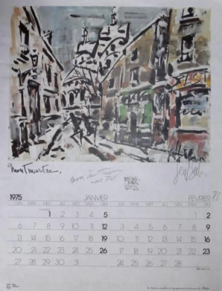 Гашение Paul  - MONTMARTRE - BON A TIRER/FINAL PROOF- Calendrier 1975 / calendar 1975
