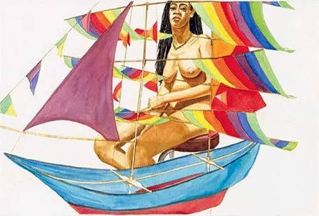 Сериграфия Pearlstein - MODEL WITH CHINESE KITE