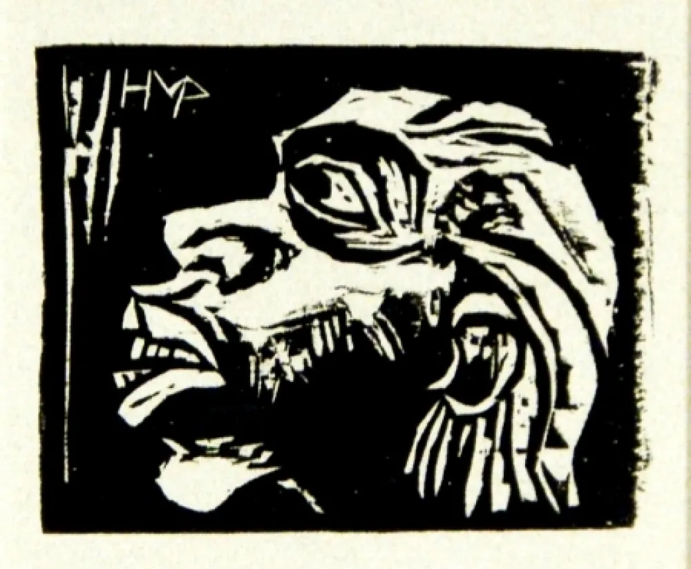 Гравюра На Дереве Pechstein - Kopf eines Insulaners (Head of an Islander)