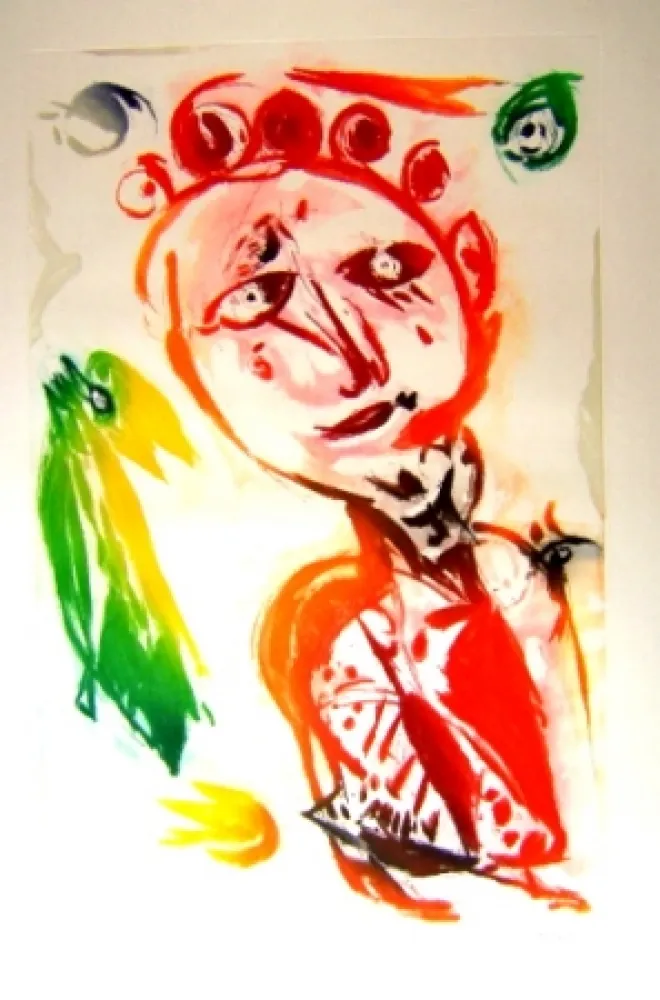 Акватинта Pedersen - La fille et l'oiseau