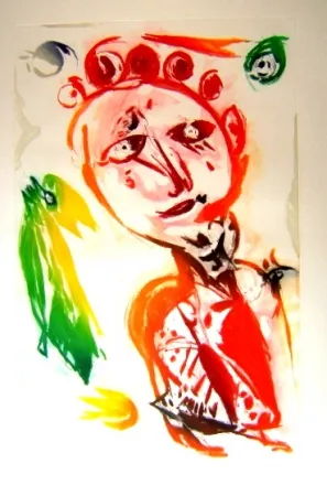 Акватинта Pedersen - La fille et l'oiseau