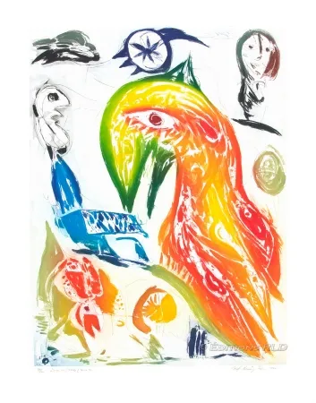 Офорт И Аквитанта Pedersen - L'Oiseau et l'étoile filante