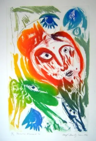 Акватинта Pedersen - Rencontre hivernale