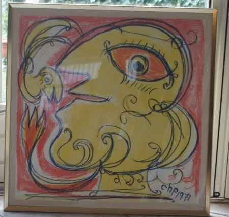 Литография Pedersen - Woman and bird, reduced price!