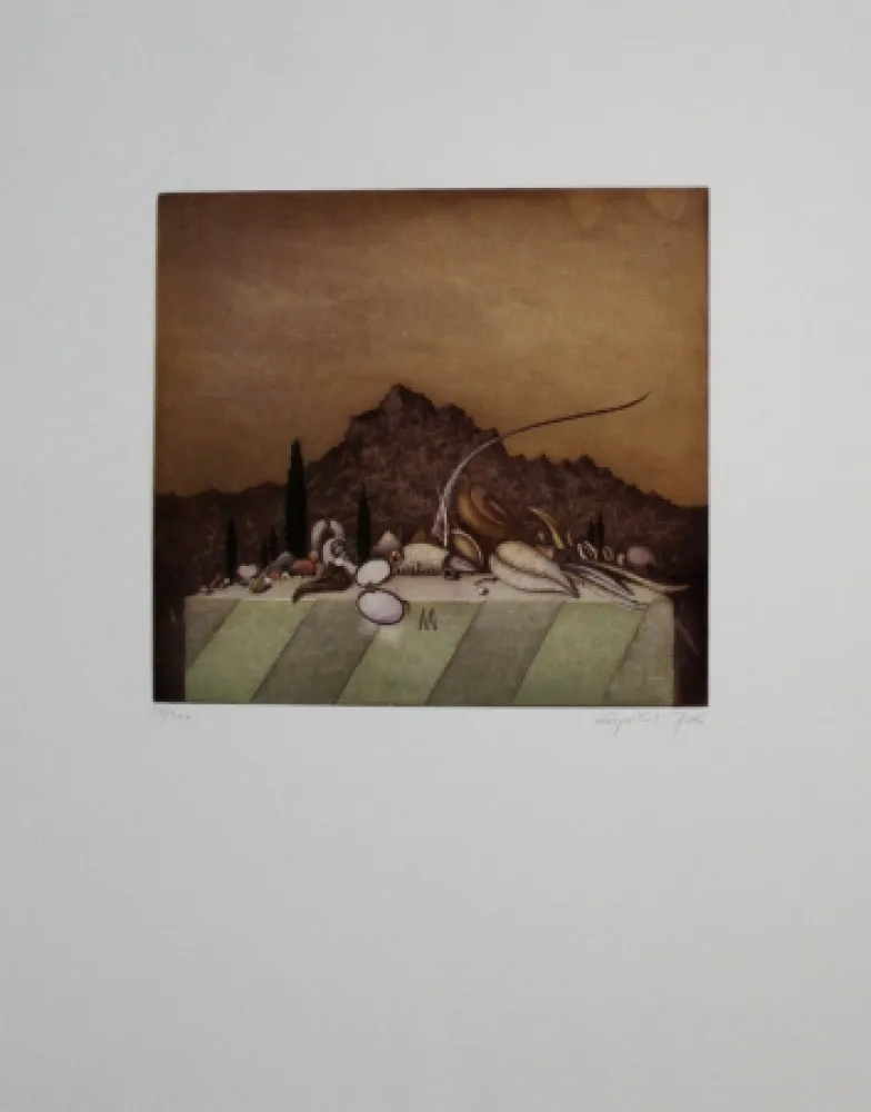 Офорт И Аквитанта Peer - Still Life Landscape