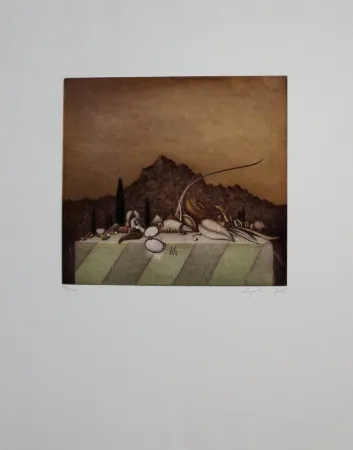 Офорт И Аквитанта Peer - Still Life Landscape