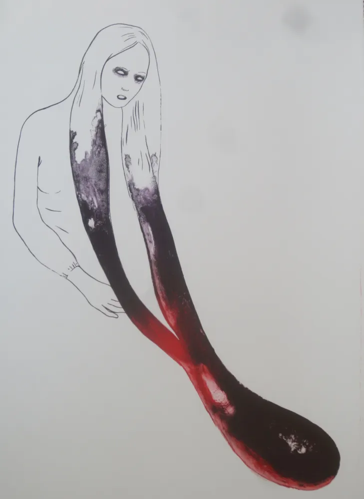 Литография Pétrovitch - La fille aux cheveux goutte