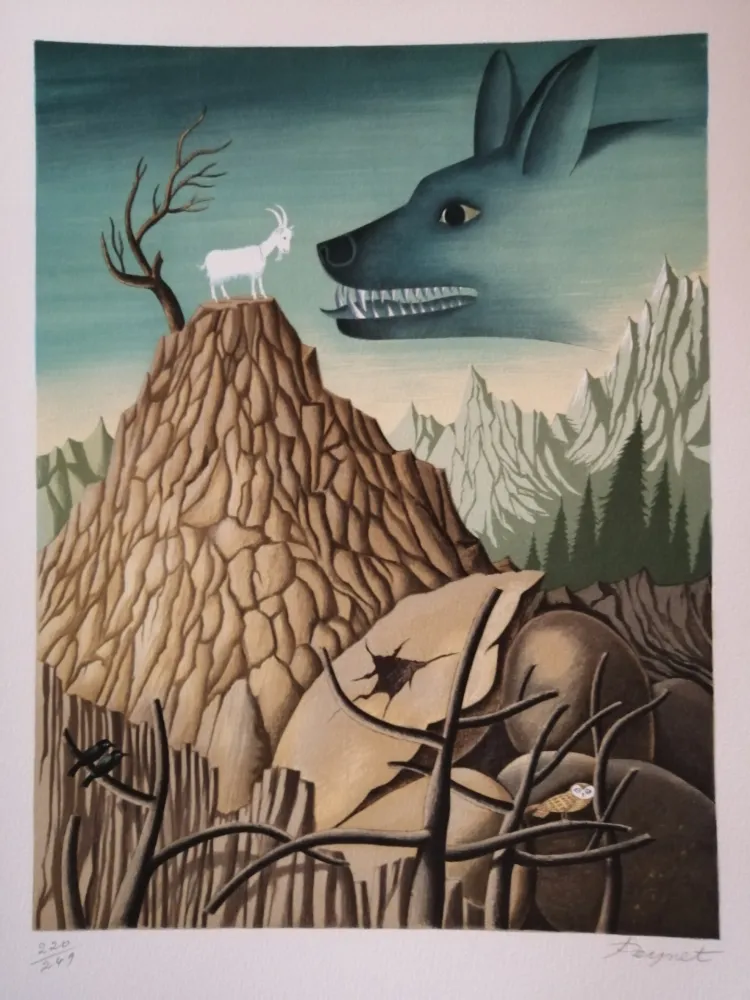 Литография Peynet - La Chêvre de Monsieur Seguin