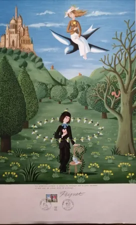 Литография Peynet - La Saint Valentin - Les Primevères