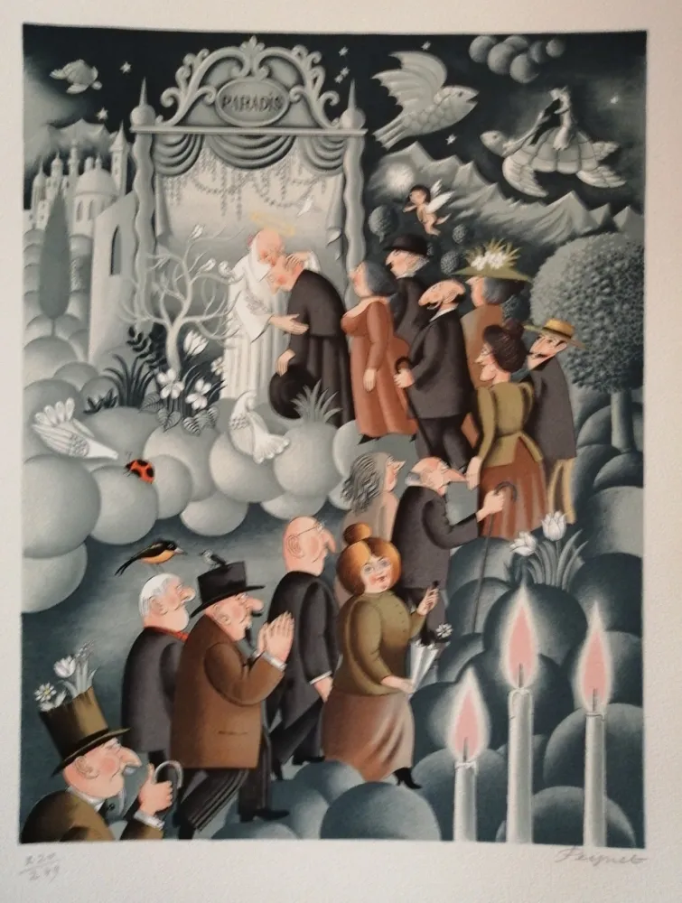 Литография Peynet - Le Curé de Cucugnan