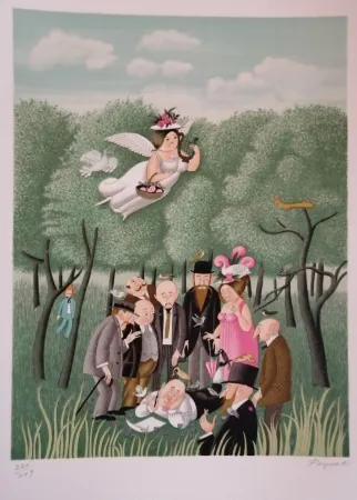 Литография Peynet - Le Sous Préfet aux champs